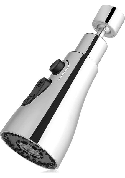 Musluk Havalandırıcı, 3 Modlu Mutfak Banyo Musluğu Fıskiye Filtresi, 2 (M22 ve F24) Adaptörlü, 360 Derece Dönebilen Musluk Gümüş (Yurt Dışından)