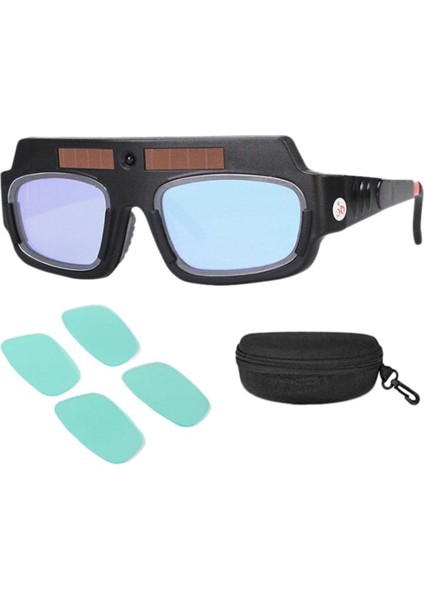 Güneş Enerjili Otomatik Kararan Kaynak Maskesi Kask Gözlük Kaynakçı Gözlük Ark Anti-Şok Lens Saklama Kutusu ile (Yurt Dışından)