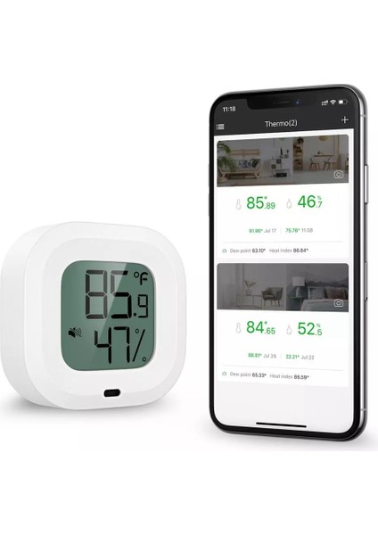 Kablosuz Termometre Higrometre Mini Bluetooth 5.0 Nem Sıcaklık Sensörü Uyarısı Ev Için Dahili Mıknatıs (Yurt Dışından)