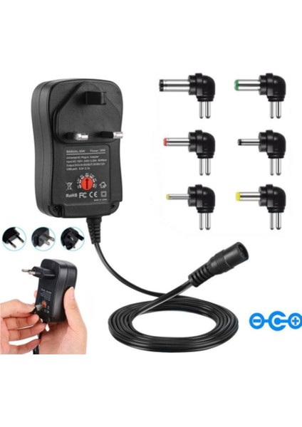 30W Evrensel Adaptör Ac/dc 3V/4,5V/6V/7,5V/9V/12V Ayarlanabilir - Siyah Ab (Yurt Dışından)
