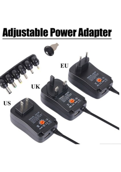 30W Evrensel Adaptör Ac/dc 3V/4,5V/6V/7,5V/9V/12V Ayarlanabilir - Siyah Ab (Yurt Dışından)