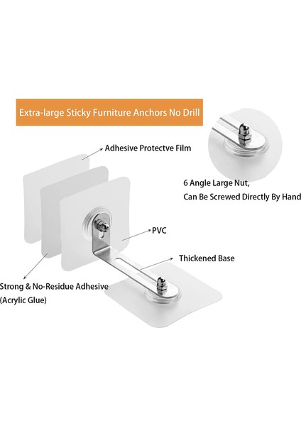Dolap Devrilme Önleyici Kit-6 x Mobilya Dübelleri-Gümüş ve Şeffaf (Yurt Dışından) indirimleri