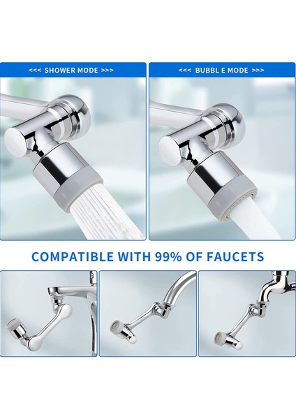 Evrensel 1080° Robotik Kol Musluk Havalandırıcı Mutfak Dönebilen Evrensel Musluk Konektörü Lavabo Sı 2 Su Çıkış Modu ile (Yurt Dışından)
