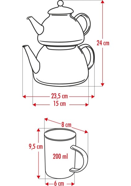 Bena Life Cam Çaydanlık ve Cam Kupa Seti Cam Bardak Çay Kahve Takımı (9 Parça)