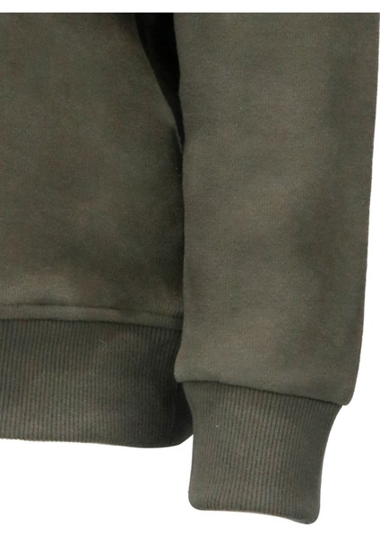 Erkek Standart Fit Yarım Fermuarlı Haki Sweatshirt fiyatları