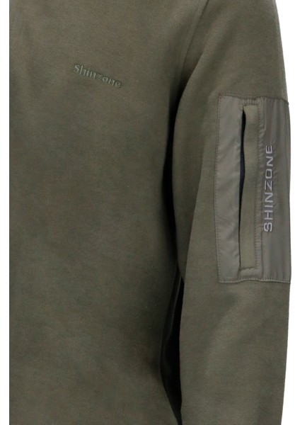 Erkek Standart Fit Yarım Fermuarlı Haki Sweatshirt modelleri