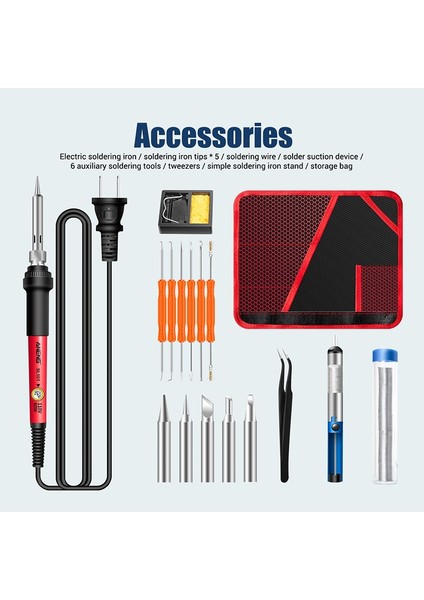 Aneng Çok Fonksiyonlu Elektrikli Havya Seti Seti SL101 Havya Braketi Lehimleme Aracı 200°C~450°C Ayarlanabilir Sıcaklık (17 Adet/takım Veya 12 Adet/takım) (Yurt Dışından) modelleri