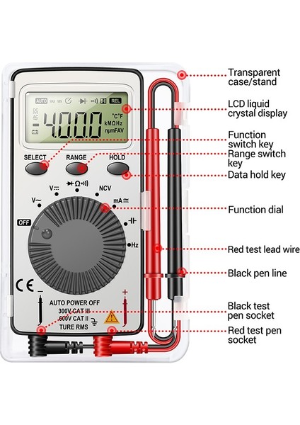 Aneng Ac/dc Dijital Ekran Multimetre AN101 4000 Sayım Direnci Kapasite Ampermetre (Yurt Dışından) modelleri