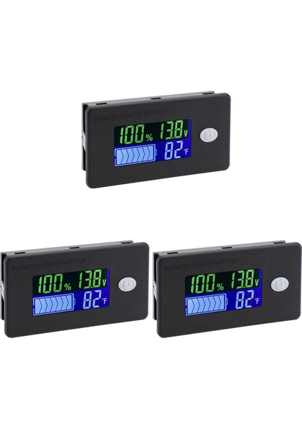 3x Kapasiteli Monitör, 10-100V Metre, 12V 24V 48V Yüzde Gerilim Fahrenheit Sıcaklık Göstergesi Ölçer (Yurt Dışından)