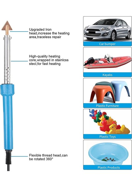Namuny Plastik Kaynak, 80 W Plastik Kaynak Makinesi Seti Plastik Tamir Makinesi Araba Tamponu ile 2 Havya Ipuçları Ab Tak (Yurt Dışından) fırsatları