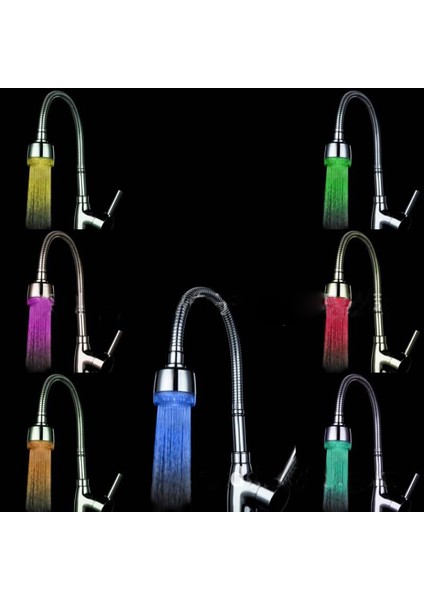 LED Su Musluk Su Akışı Musluk Musluk 7 Renk Mutfak Banyoları Için Gerçek Değişiklikler Şartname: 7 Renk Değişimi (Yurt Dışından) fırsatları