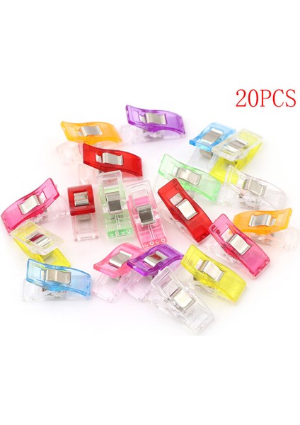 20 Adet Plastik Klips Kelepçeleri Patchwork Dikiş Yorgan Klipsi Araçları Gıda Çanta Klipsleri (Yurt Dışından)