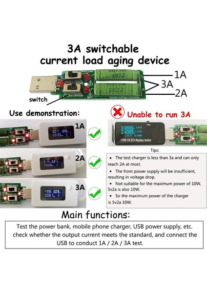 USB C Test Cihazı, 2'si 1 Arada Tip C USB Test Cihazı Renkli Ekran IPS Dijital Multer, Gerilim, Akım, Güç, Doku, Yükleyici ile (Yurt Dışından)