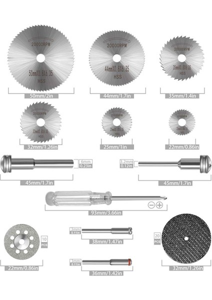 Döner Alet Için 36 Adet Kesme Çarkı Seti, Hss Daire Testere Bıçakları 6 Adet, Reçine Kesme Diskleri 20 Adet Elmas Kesme Çarkı 10 Adet 2 Tornavida Ile, Kesme Çarkı Seti (Yurt Dışından) modelleri