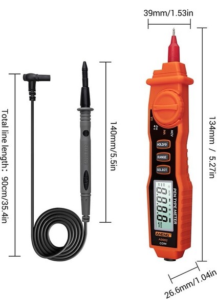 Temassız Elektrikli Dijital Multimetre Multitester Ac/dc Gerilim Direnci Diyot Süreklilik Test Cihazı Voltmetre Ampermetre Test Probu ile (Yurt Dışından)