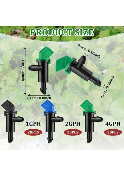 Nanlıy- 60 Adet Damla Verici Bahçe Bayrağı Sulama Damlatıcı, 3 Boyutta, Ağaçlar ve Çalılar, 1 Gph, 2 Gph, 4 Gph (Yurt Dışından) fiyatları