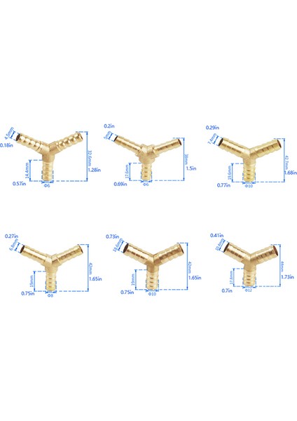 Adet Pirinç Tee Konektörü Azaltıcı Diken Boru Bağlantı Parçası 2 3 4 Yollu Pirinç Konnektör 6mm 8mm 10MM 12MM Hortum Su Borusu Bağlantı Parçaları Eatop (Yurt Dışından) fırsatları