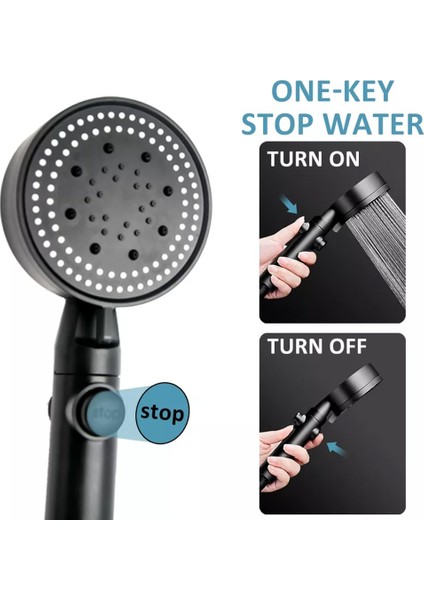 Adet/takım Duş Başlığı Ayarlanabilir Su Tasarrufu Siyah 5 Mod Duş Braketi Hortumu (Yurt Dışından) modelleri