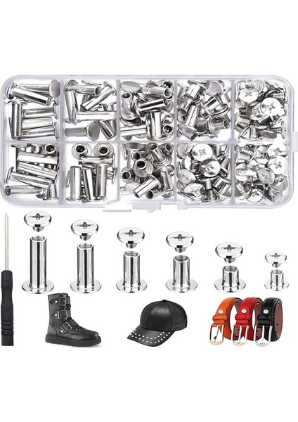 150 Set Chicago Vidaları Çeşitli Kit 6 Boyut M5 Chicago Süslemeleri Için Bağlama Vidaları Gümüş (Yurt Dışından)