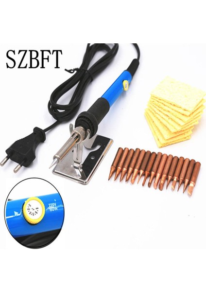 220V 60W Ayarlanabilir Sıcaklık Elektrikli Havya, 15 Adet Saf Bakır Kaynak Ucu (Yurt Dışından)