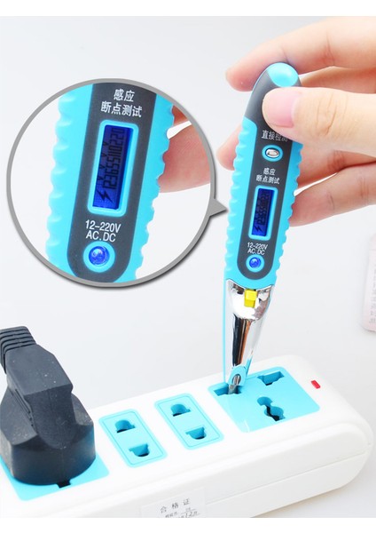 Zanaatkar Dijital Ekran Test Kalemi Indüksiyon Çok Fonksiyonlu LED Aydınlatma ile Elektrikçi Test Kalemi Tornavida Güvenlik Test Kalemi (Yurt Dışından)