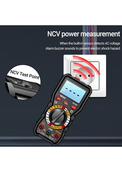 2000 Sayım Dijital Multimetre Profesyonel Otomatik Aralıklı Ac/dc Akım Voltmetre Direnç Kapasitör Diyot Ncv Test Cihazı (Pilsiz) (Yurt Dışından)