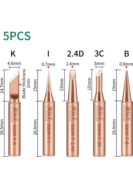 Luxıanzı 5 Adet 900M Havya Kulaklık Seti I/b/k/2.4d/3c Lehim Istasyonu Için Bakır Weding Ucu Kurşunsuz Elektrikli Havya Ipuçları (Yurt Dışından)