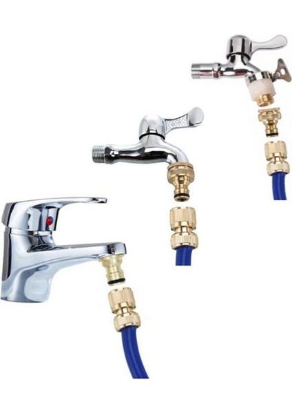Hızlı Bağlantı Bahçe Hortumu Bağlantı Parçaları-2 x Evrensel Bağlantı 2 x 4 Noktalı Konnektörler 2 x Lavabo Konnektörleri-Beyaz ve Sarı (Yurt Dışından) modelleri