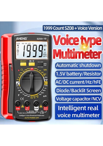 Taşınabilir Dijital Multimetre Ac/dc Gerilim Diyot Test Cihazı Akım Direnç Ölçer Ampermetre Multitester Test Probu ile Profesyonel Araç (Yurt Dışından)