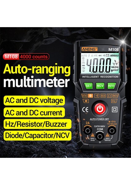 Dijital Akıllı Multimetre Transistör Test Cihazı 4000 Sayım Otomatik Ac/dc Akım Gerilim Test Cihazı (Pil Yok) (Yurt Dışından)