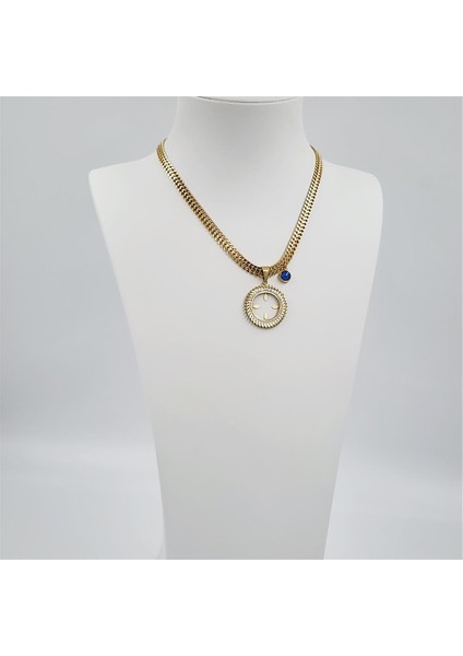 Çelik Gold Balık Sırtı Zincirli Nazarlı Kolye - Çeyreklik Takılabilen fiyatları