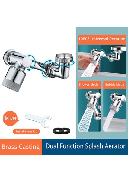 1080 Derece Döndürme Sıçrama Filtresi Adaptör Musluklarını Uzatın, Tek Mod (Yurt Dışından) fiyatları