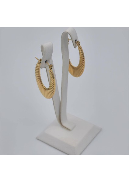 Çelik Gold Çizgi Desenli U Model Küpe fiyatları