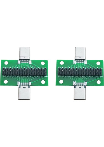 2x Erkek - Dişi Tip C Test Pcb Kartı Evrensel Kurulu USB 3.1 Portlu 20.6X36.2MM Test Kartı Pimli (Yurt Dışından)