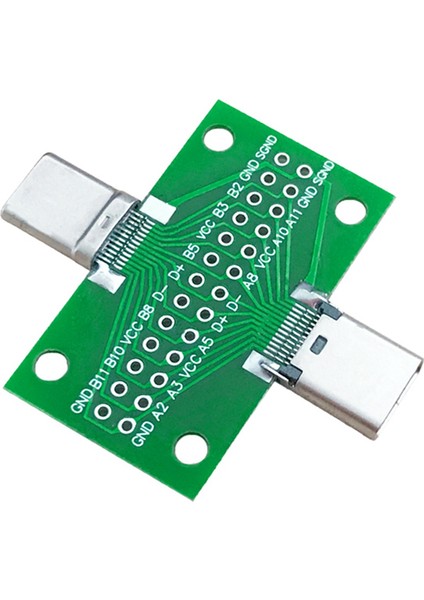 2x Erkek - Dişi Tip C Test Pcb Kartı Evrensel Kurulu USB 3.1 Portlu 20.6X36.2MM Test Kartı Pimli (Yurt Dışından)