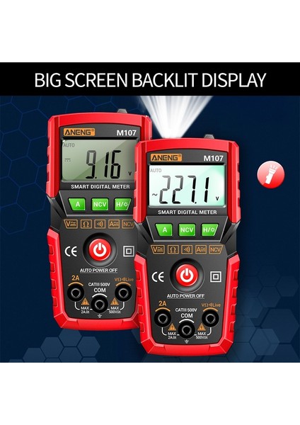 Aneng M107 Dijital Akıllı Multimetre Transistör Test Cihazı 4000 Sayım Otomatik Ac/dc Akım ve Gerilim Test Cihazı (Yurt Dışından) fırsatları