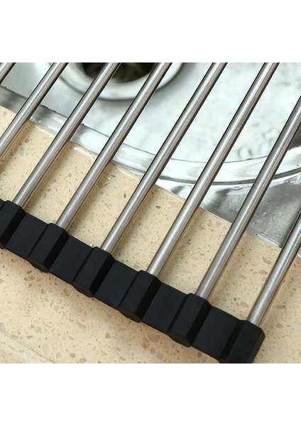 Katlanabilir Silikon Lavabo Üstü Bulaşık Kurutmalık Roll-Up Bulaşıklık-Gümüş 37X30CM (Yurt Dışından) fırsatları