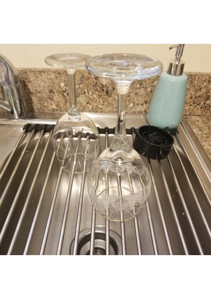 Katlanabilir Silikon Lavabo Üstü Bulaşık Kurutmalık Roll-Up Bulaşıklık-Gümüş 37X30CM (Yurt Dışından) indirimleri