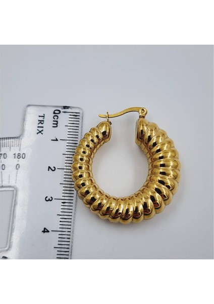 Çelik Gold Bombeli Halka Küpe indirimleri