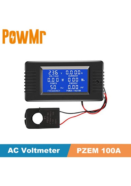 Pzem 100A 220V 6 In 1 Ac Tek Fazlı LCD Dijital Akım Voltmetre Güç Faktörü Enerji Ölçer Bobinli Ct Arka Işık LCD Ac 100A (Yurt Dışından)