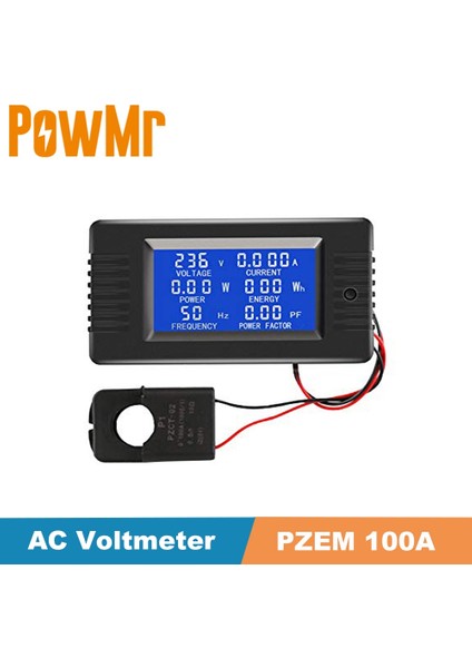 Pzem 100A 220V 6 In 1 Ac Tek Fazlı LCD Dijital Akım Voltmetre Güç Faktörü Enerji Ölçer Bobinli Ct Arka Işık LCD Ac 100A (Yurt Dışından)