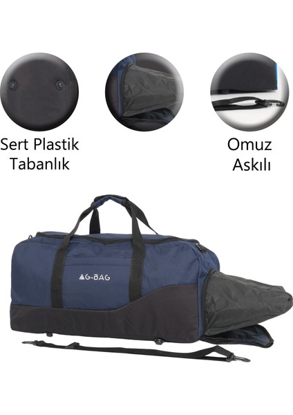 Omuz Askılı Ayakkabı ve Kirli Eşya Bölmeli Unisex Büyük Boy Spor, Seyahat ve Fitness Çantası