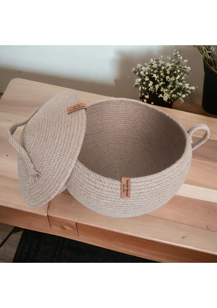 Kapaklı Hasır Sepet Düzenleyici Saklama Kutusu Organizer El Emeği Salon Mutfak indirimleri