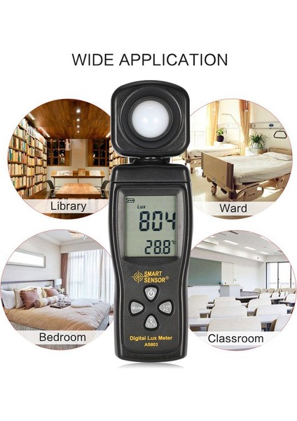 Akıllı Sensör AS803 Spektrometre Dijital Lux Metre Parlaklık Test Cihazı Işık Ölçer - Siyah (Yurt Dışından) modelleri