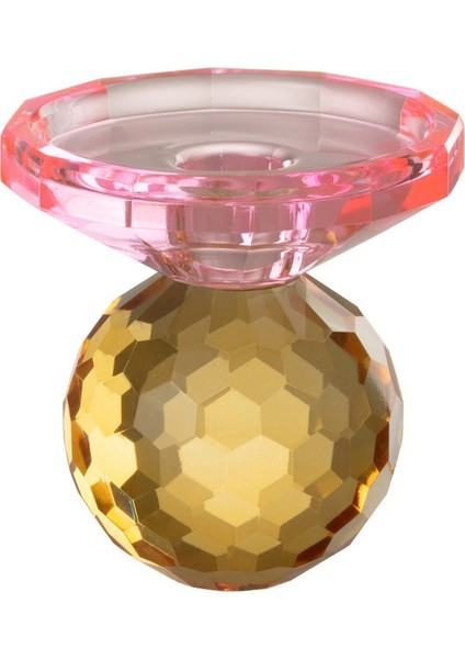 Yuvarlak Kristal Şamdan / Sarı