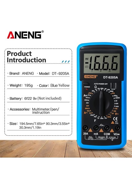LCD Ekran Dijital Multimetre Ac/dc Gerilim Ölçer Ampermetre Ohmmetre Voltmetre Multitester Diyot Direnç Kapasite Ölçer Profesyonel Araç (Yurt Dışından)