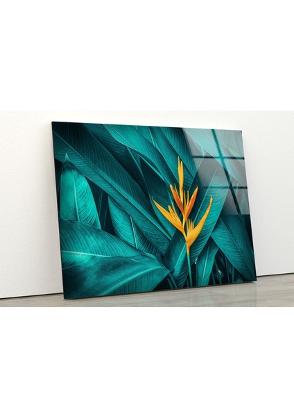 Canlı Yeşil Yaprak Çiçek Temperli Cam Duvar Tablosu fiyatları