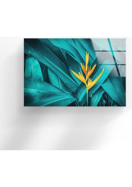 Canlı Yeşil Yaprak Çiçek Temperli Cam Duvar Tablosu fırsatları