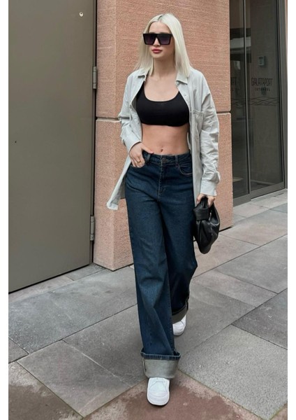 Koyu Mavi Straight Wide Kadın Jean MG2000 modelleri