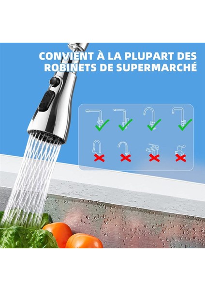 Musluk Havalandırıcı, 3 Modlu Mutfak Banyo Musluğu, Döner Musluk Siyah (Yurt Dışından)